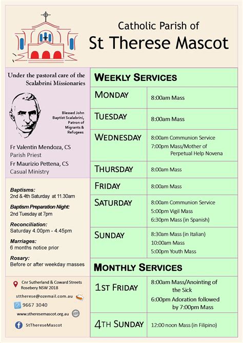 Mass Schedule – St George's Parish.